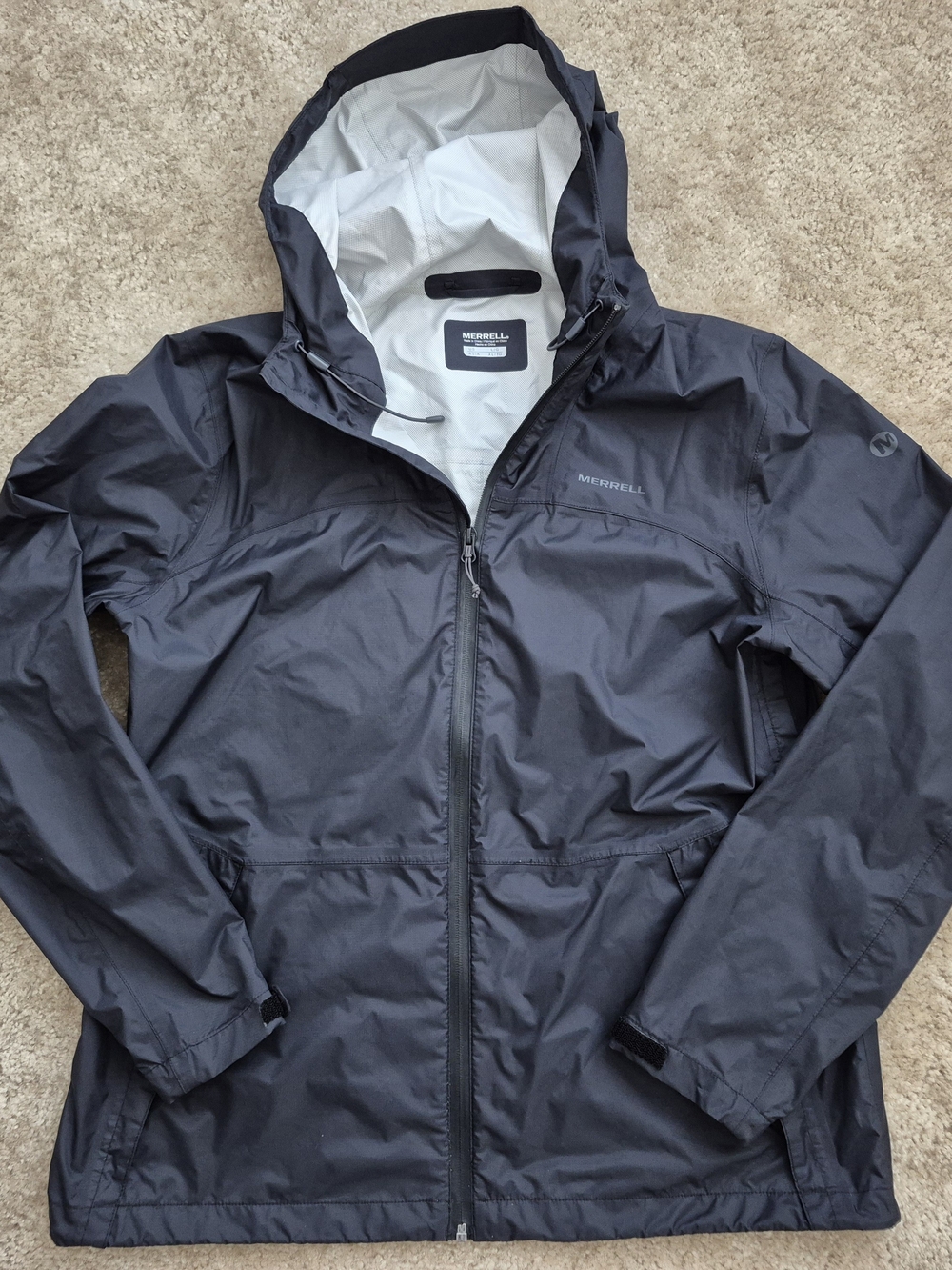 Merrell Womens Black Hooded Raincoat with Light Lining